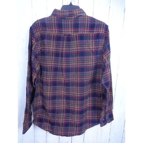 Eddie Bauer Cotton Flannel Shirt Night Sky Ohio Plaid Long Sleeve Size Medium - Picture 2 of 6